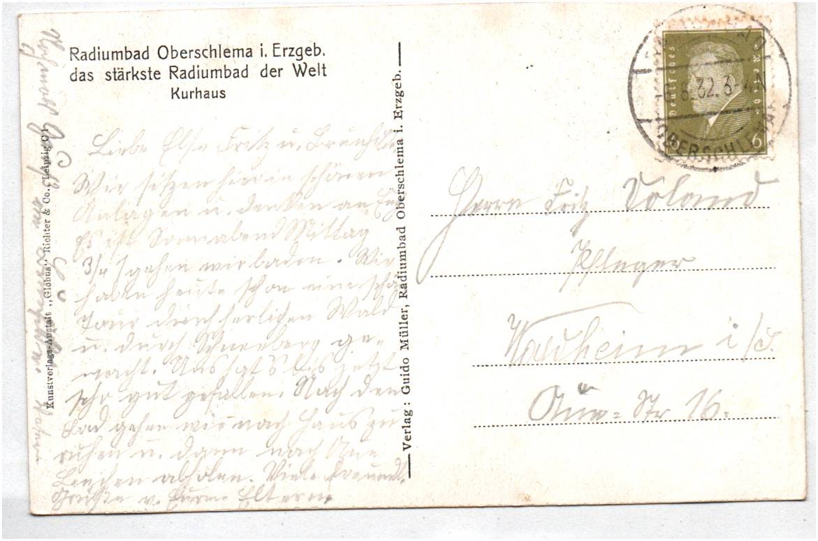 Alte Ansichtskarte Radiumbad Oberschlema Erzgebirge Kurhaus 1932 Alte Ansichtskarte Radiumbad Oberschlema Erzgebirge Kurhaus 1932