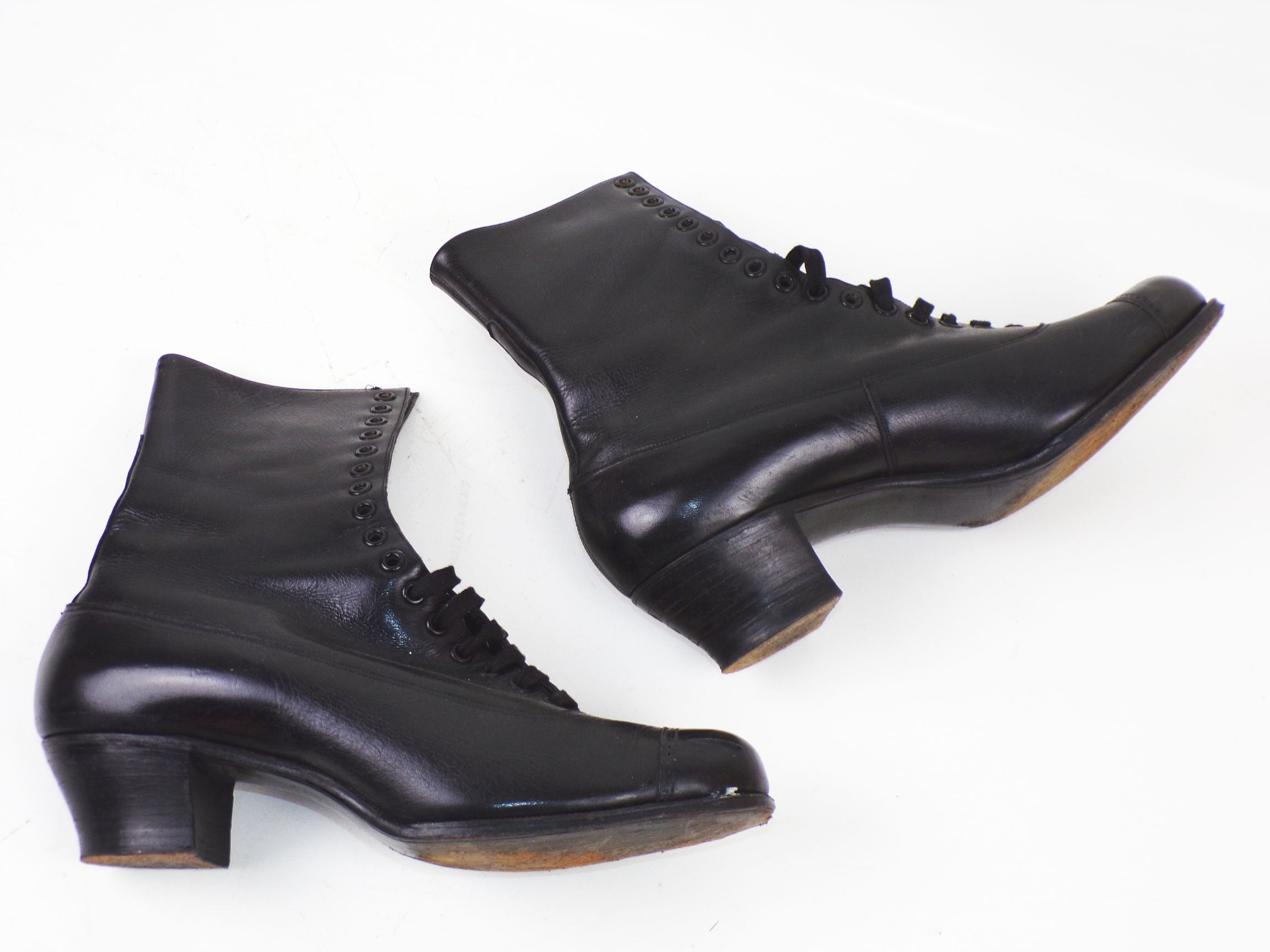 Alte BDM Stiefel Leder Schnürschuhe Gr 39 schwarz 1930er Hauptstiefel