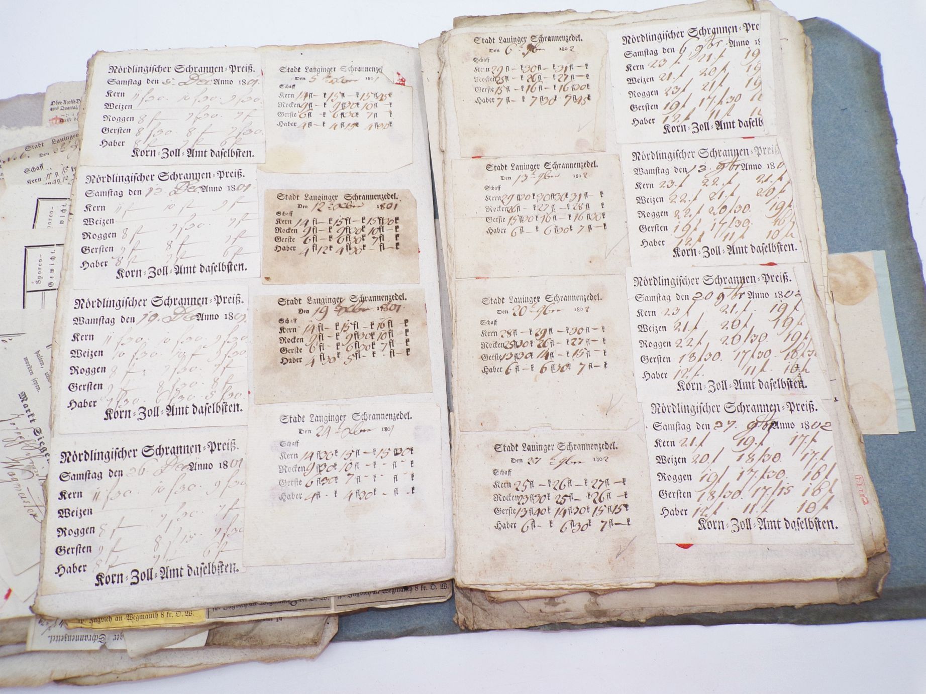 Konvolut Quittungen Getreide Marktpreise Bayern Schwaben um 1834 Zoll Konvolut Quittungen Getreide Marktpreise Bayern Schwaben um 1834 Zoll