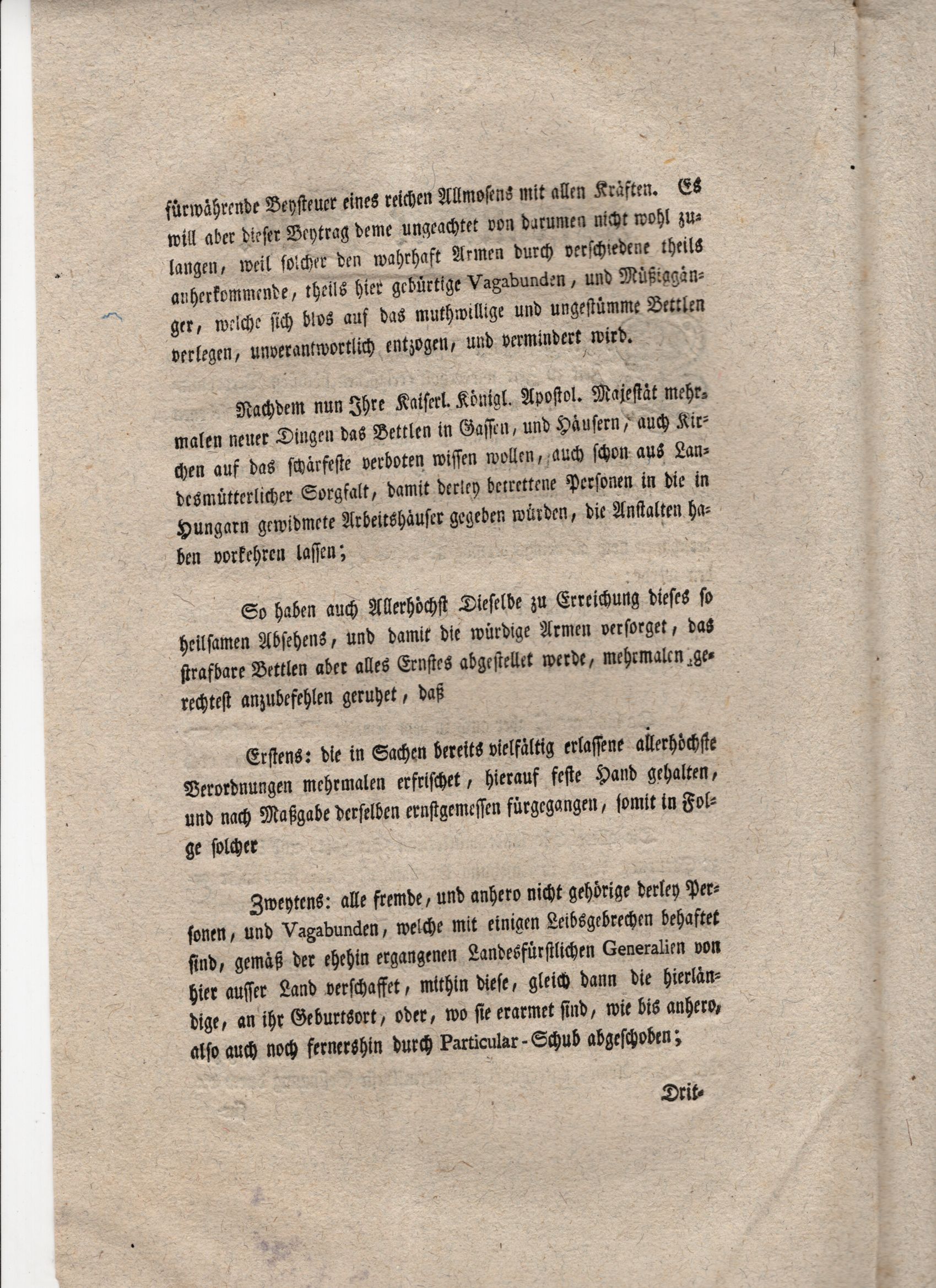 Dekret Wien 1767 gegen Betteln Müßiggang Vagabunde Zwangsarbeit Dekret Wien 1767 gegen Betteln Müßiggang Vagabunde Zwangsarbeit