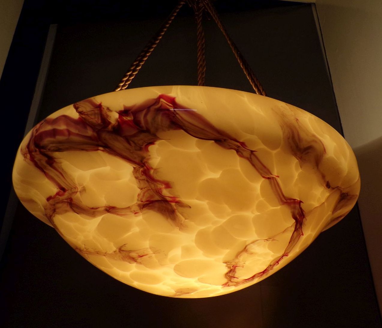 Alte Schalenlampe Art Deco E27 Marmor Optik Deckenleuchte 