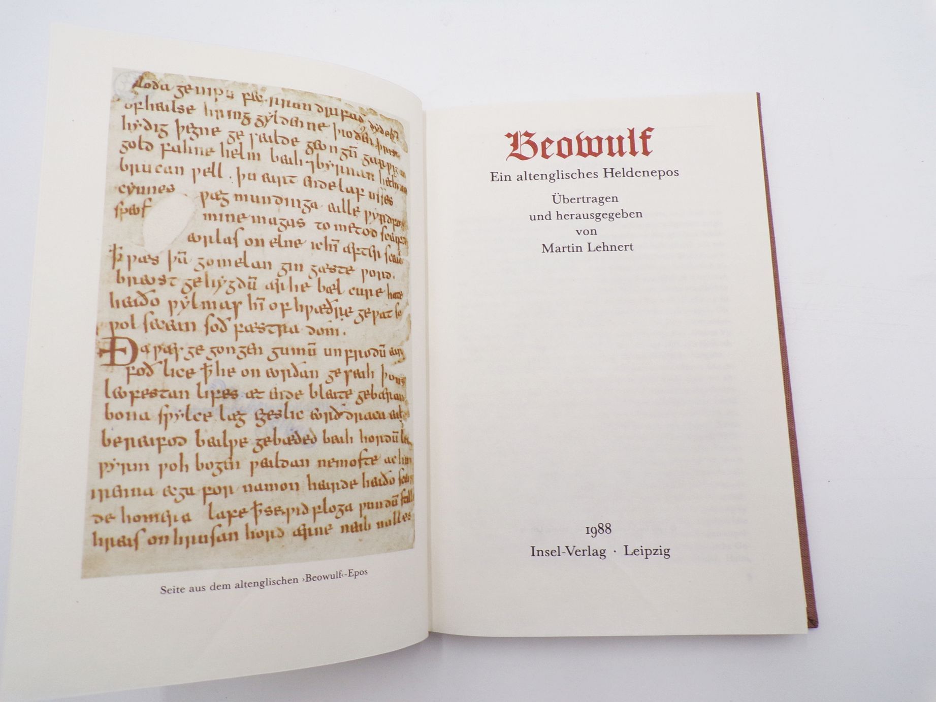 Beowulf ein altenglisches Heldenepos Insel Verlag Leipzig 1988