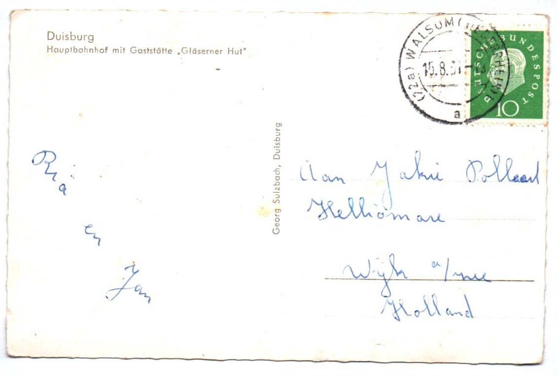 Ak Duisburg Hauptbahnhof mit Gaststätte Gläserner Hut 1961 Ak Duisburg Hauptbahnhof mit Gaststätte Gläserner Hut 1961