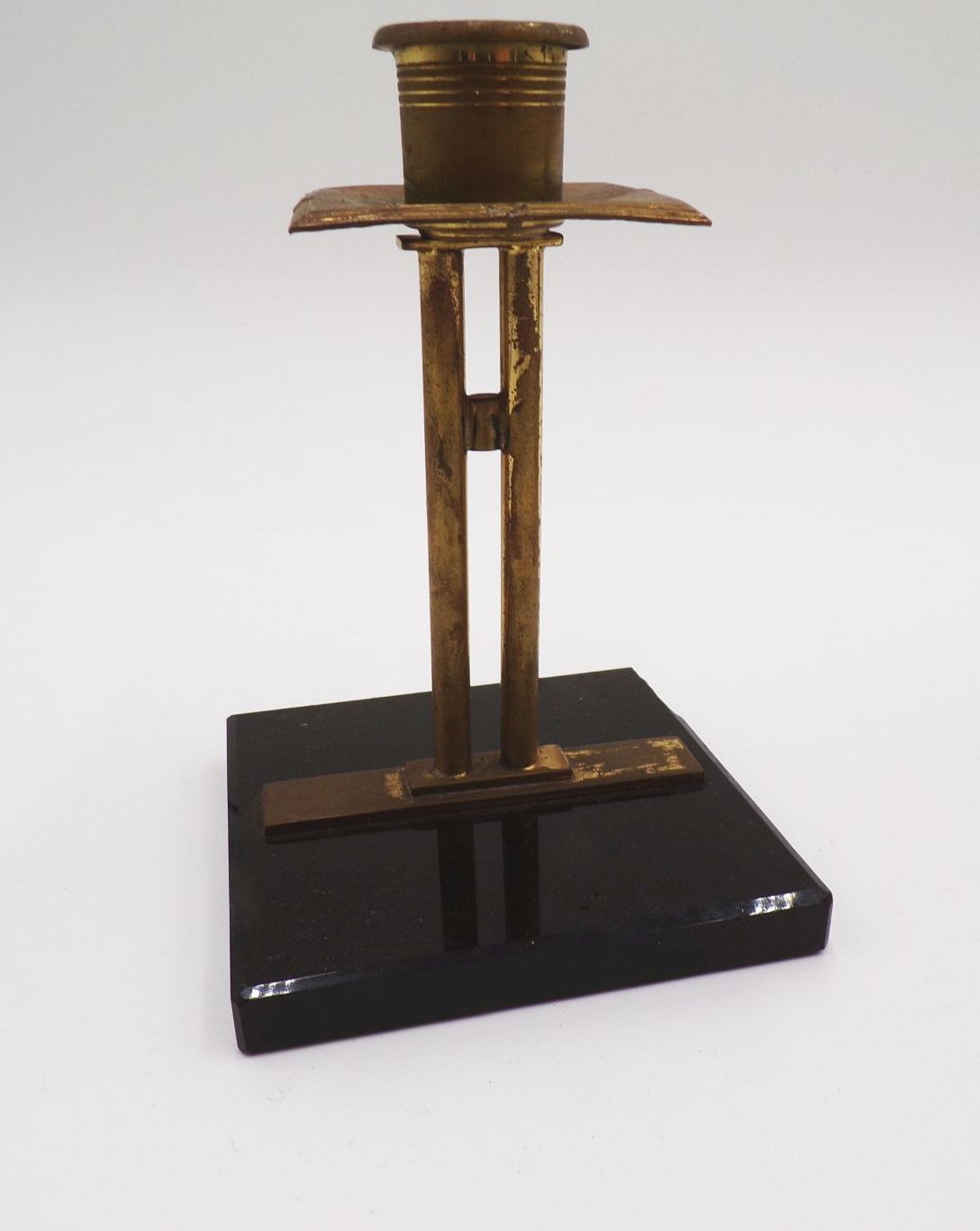 Art Deco Streichholzschachtelhalter Aschenbecher Kerzenhalter Messing 