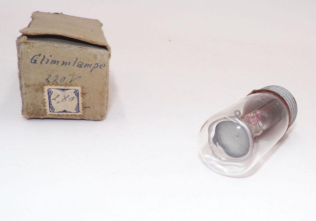 Alte Glimmlampe 220 Volt E27 vintage Beleuchtung Leuchtmittel