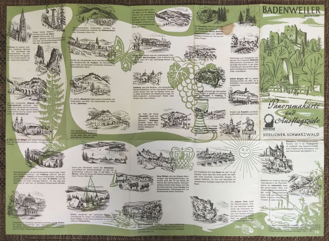 Prospekt Badenweiler Panoramakarte und Ausflugsziele Südlicher Schwarzwald Prospekt Badenweiler Panoramakarte und Ausflugsziele Südlicher Schwarzwald