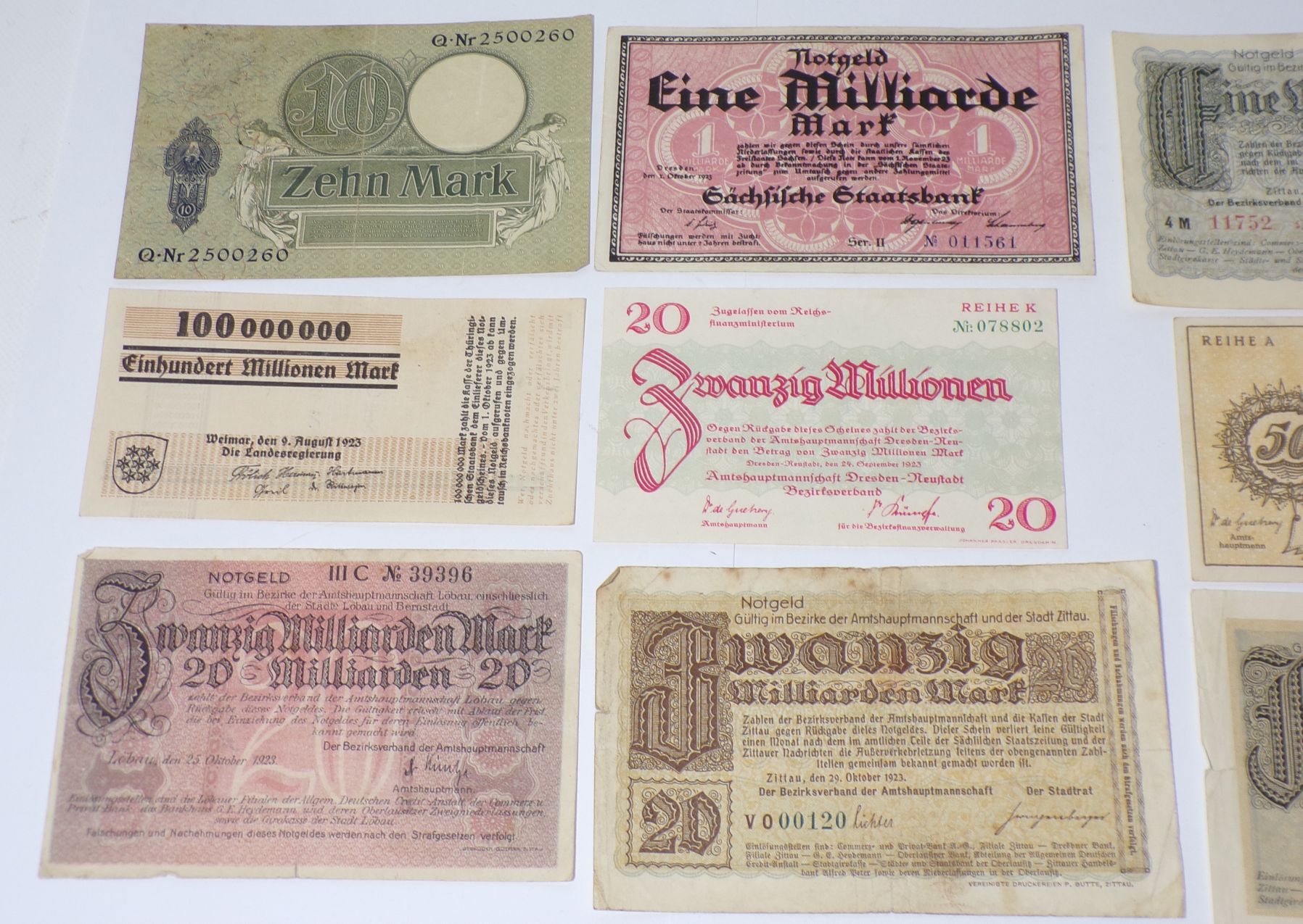 Lot alter Geldscheine Neustadt Kolonie Inflation 1923 Notgeld