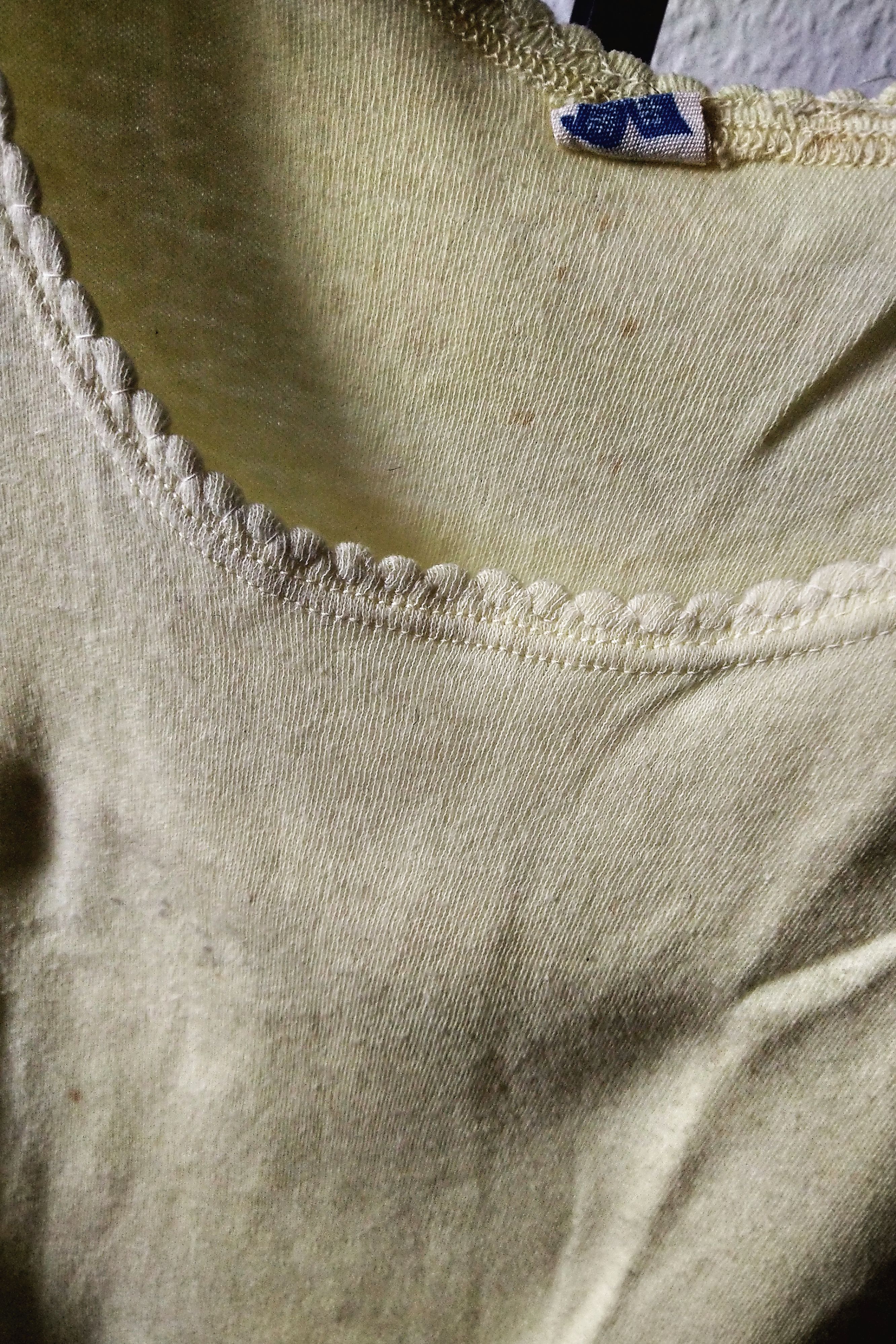 Vintage Damen Negligee Gelb Baumwoll Nachthemd Unterkleid