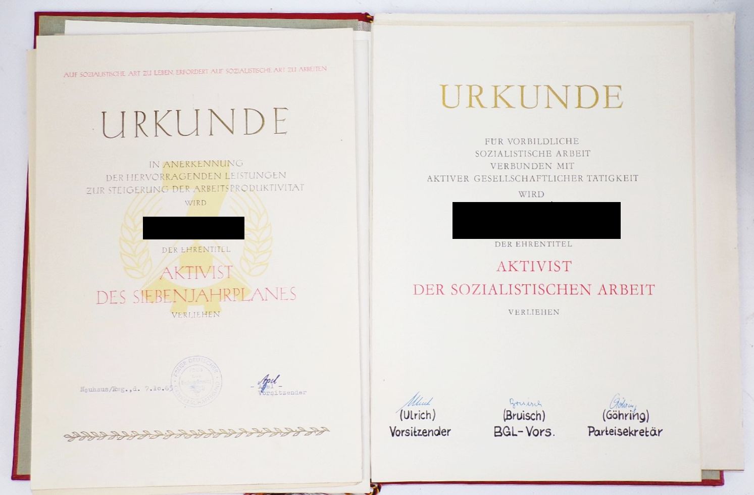 DDR Urkunden Nachlass 