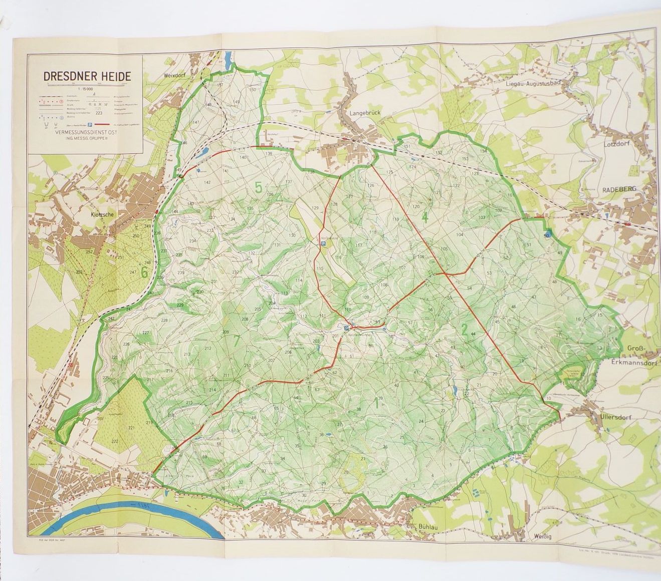 Wanderkarte Dresdner Heide 1966 DDR