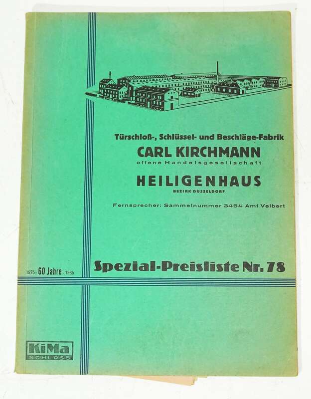 Katalog Carl Kirchmann Heiligenhaus Düsseldort Schlüssel Schlösser 1935