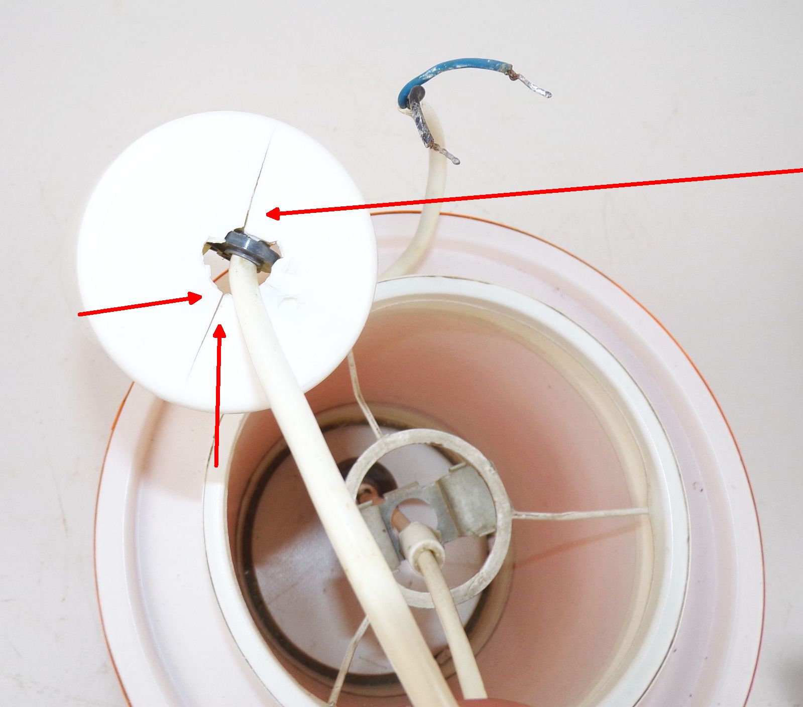 DDR Deckenleuchte Weiss Orange E27 Pendellampe Retro Lampe 