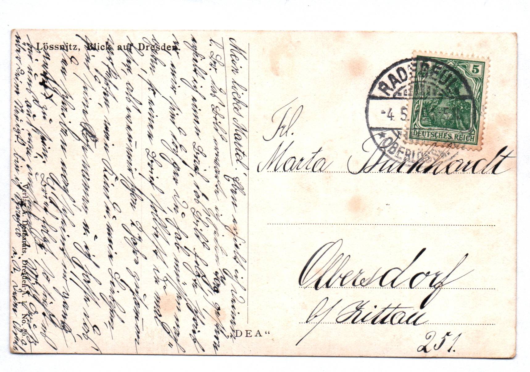 Ak Radebeul Lössnitz Blick auf Dresden 1916 Ak Radebeul Lössnitz Blick auf Dresden 1916