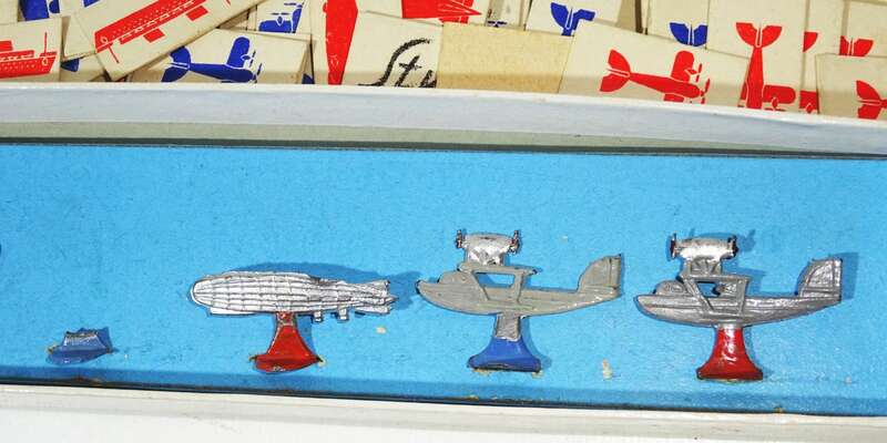 Über den Atlantik Zeppelin Scholz Mainz Brettspiel 1930er Zinnfiguren