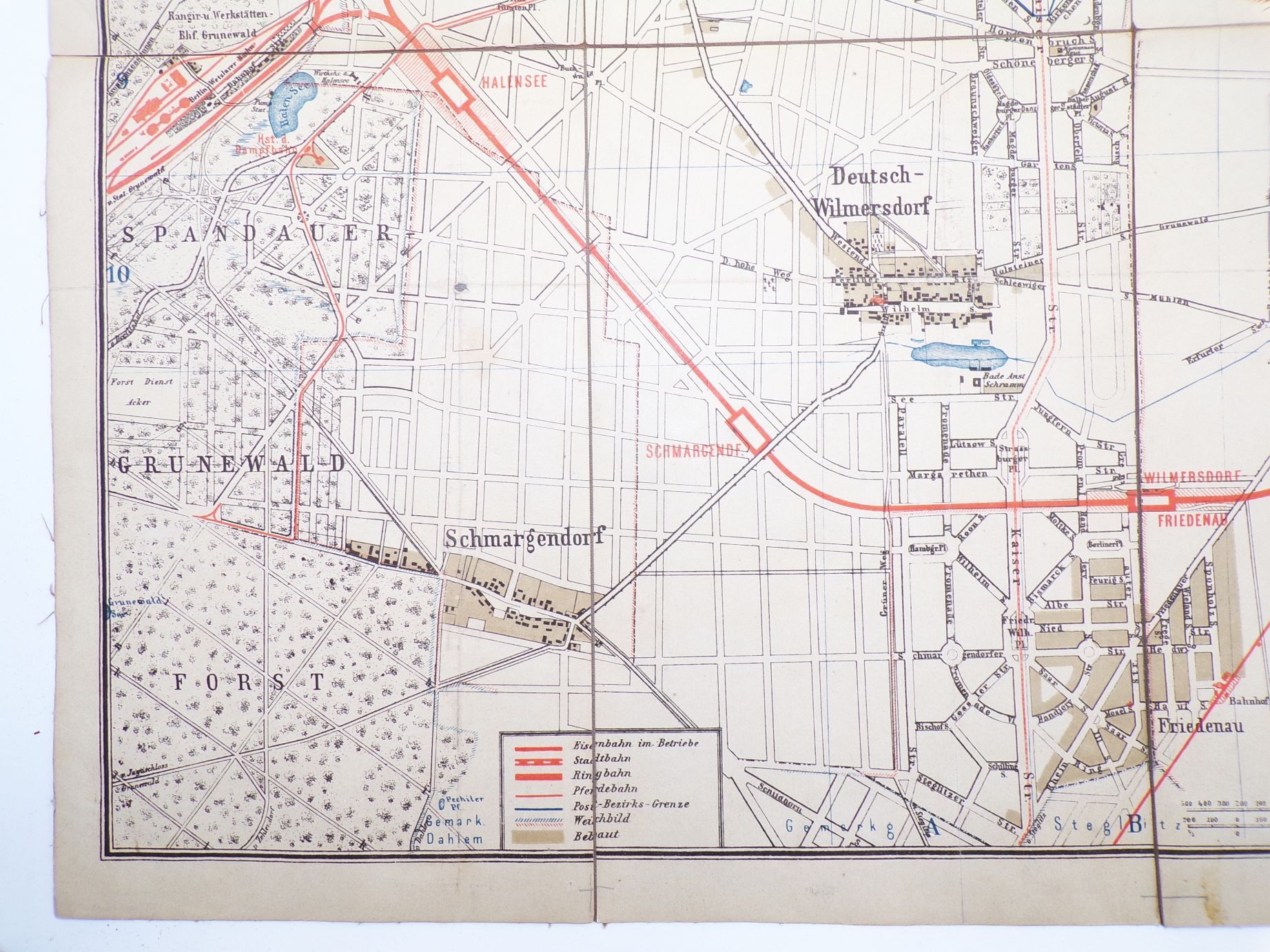 Stadtplan Berlin 1888 Beilage für Adressbuch Leinenkarte Stadtplan Berlin 1888 Beilage für Adressbuch Leinenkarte