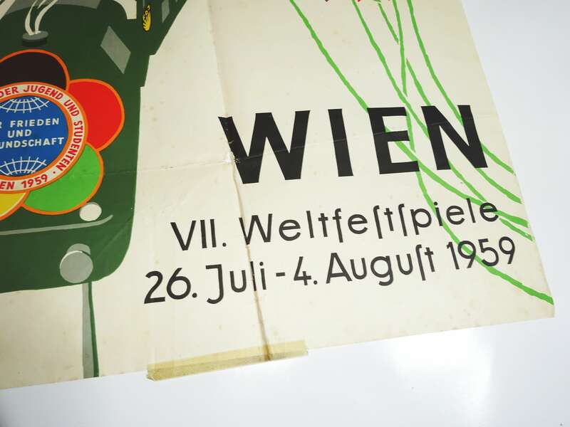 DDR Plakat Wien Weltfestspiele 1959 Fleischer Frieden Freunschaft