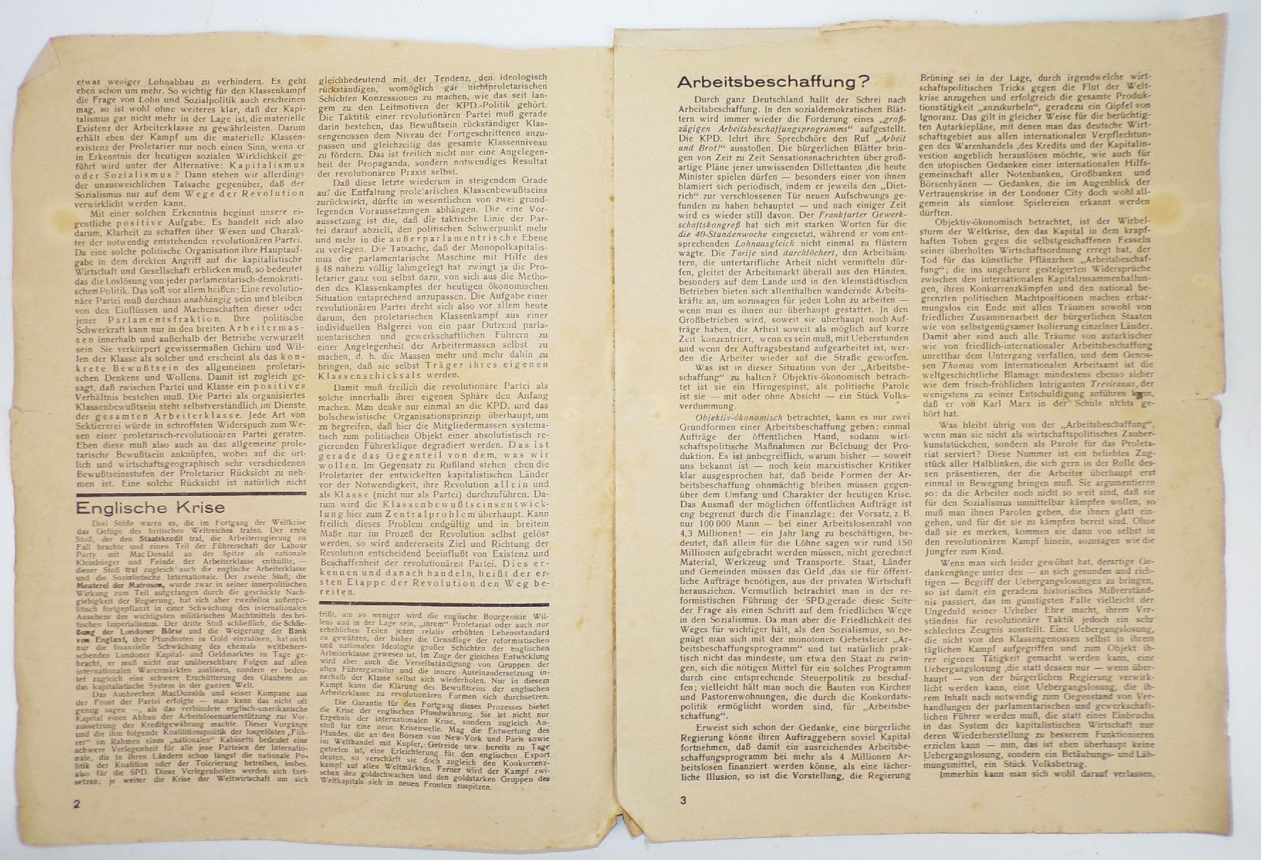 Marxistische Arbeiter Zeitung Der Rote Kämpfer Nummer 9 von 1931 Kommunisten 