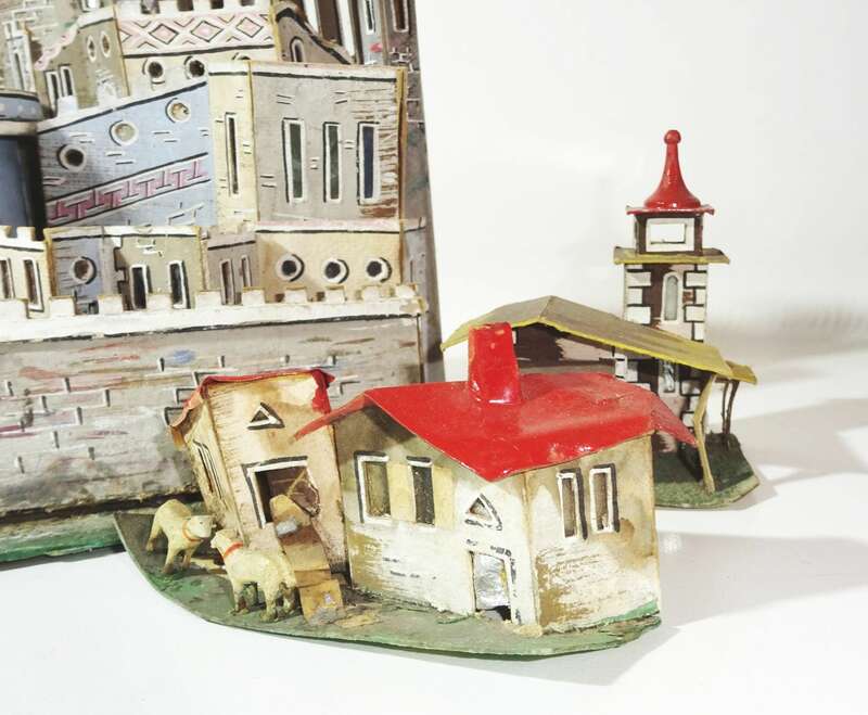 Uralt Jerusalem aus Pappe um 1900 Weihnachten Deko 