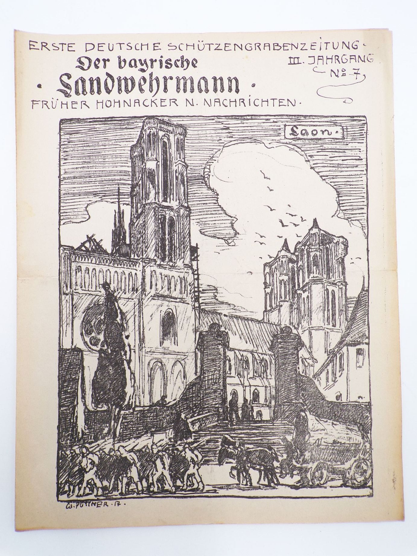 Zeitung 1 Wk Schützengraben Bayerischer Landwehrmann Nummer 7 Laon