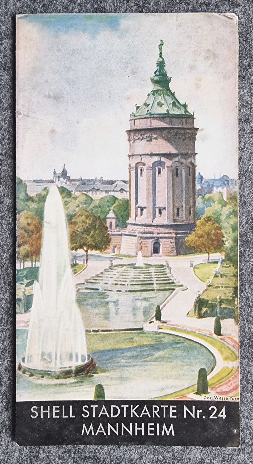 Shell Stadtkarte Nr 24 Mannheim Stadtplan 1930er Der Wasserturm Shell Stadtkarte Nr 24 Mannheim Stadtplan 1930er Der Wasserturm
