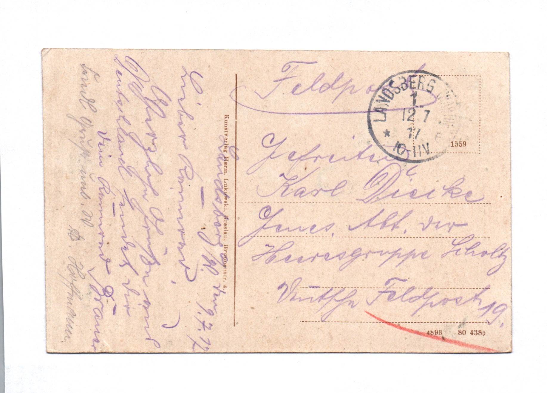 Ak Landsberg a. W. Pavillon auf dem Kosaken-Berge 1917