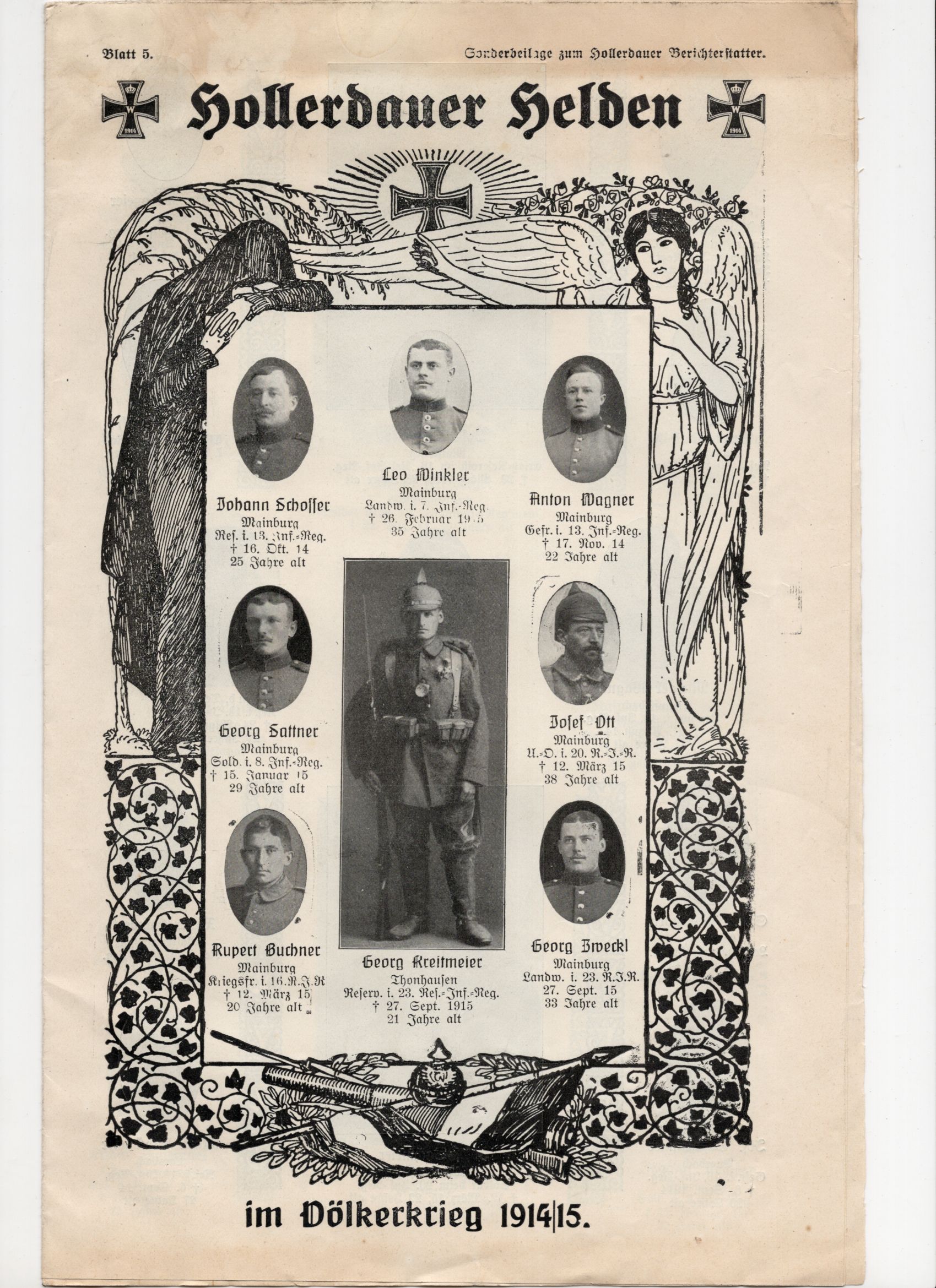 Hollerdauer Helden Völkerkrieg 1914 1915 Gefallene Soldaten