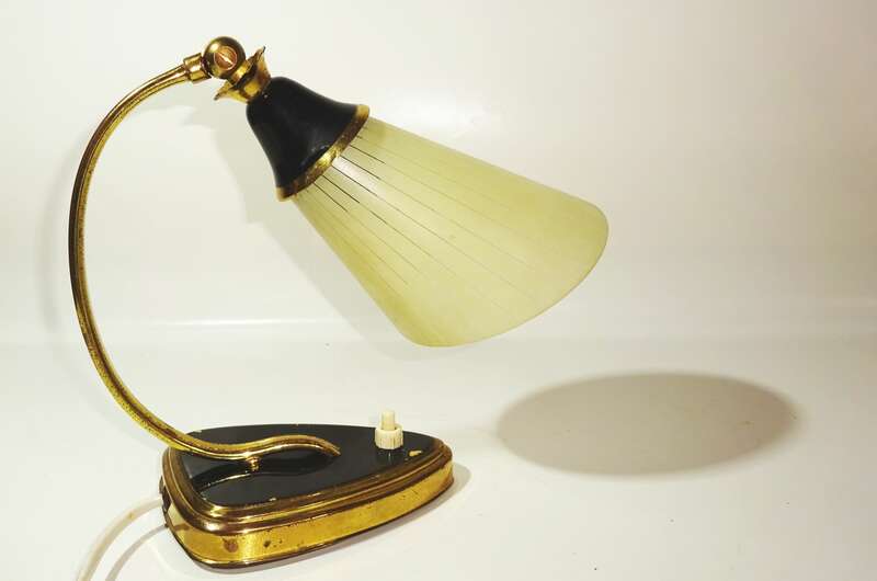 Alte Tischlampe Nachttischlampe Tütenlampe Mid Century 1950er 1960er 