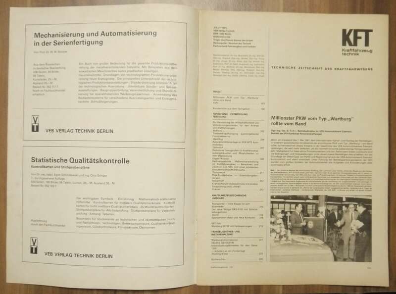 KFT Zeitschrift DDR Wolga GAS 3102 Wartburg 353 W Dacia 1300 Juli 1981