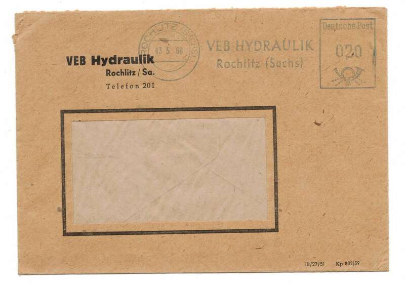 Firmen Brief 1960 VEB Hydraulik Rochlitz Sachsen 