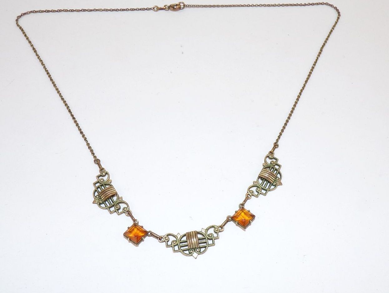 Jugendstil Halskette Zierlich Gold Double Vintage Kette