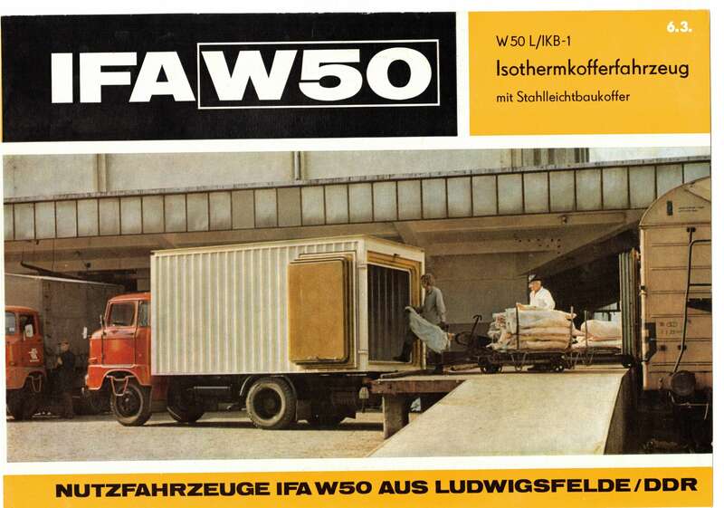 Prospekt Ifa W50 Isohermkoffer Fahrzeug 1972 DDR LKW Nutzfahrzeug (H3 