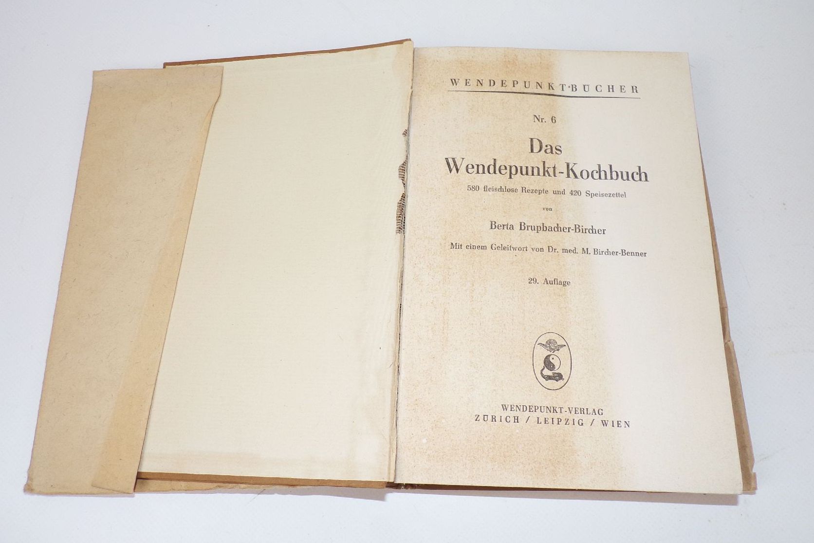 Das Wendepunkt Kochbuch von Berta Brupbacher Bircher 1927 vegetarische Kost