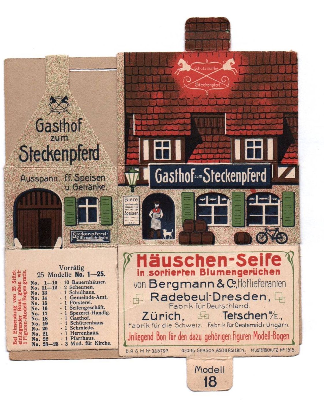 Steckenpferd Seife  Radebeul Dresden Faltmodell Gasthof Werbung Reklame