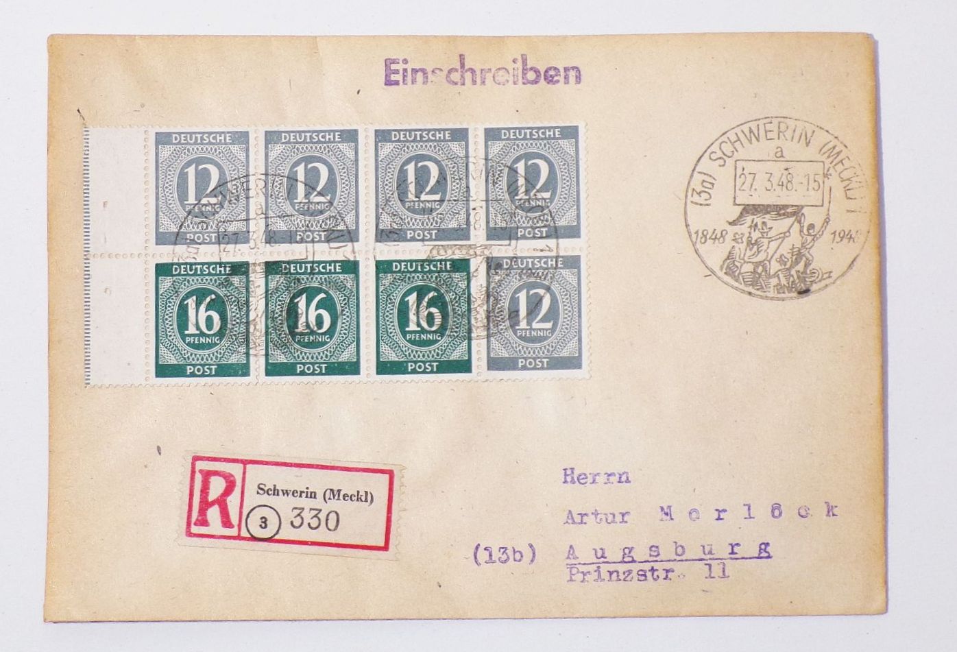 R Brief Schwerin Mecklenburg 1948 Einschreiben H Blatt 123