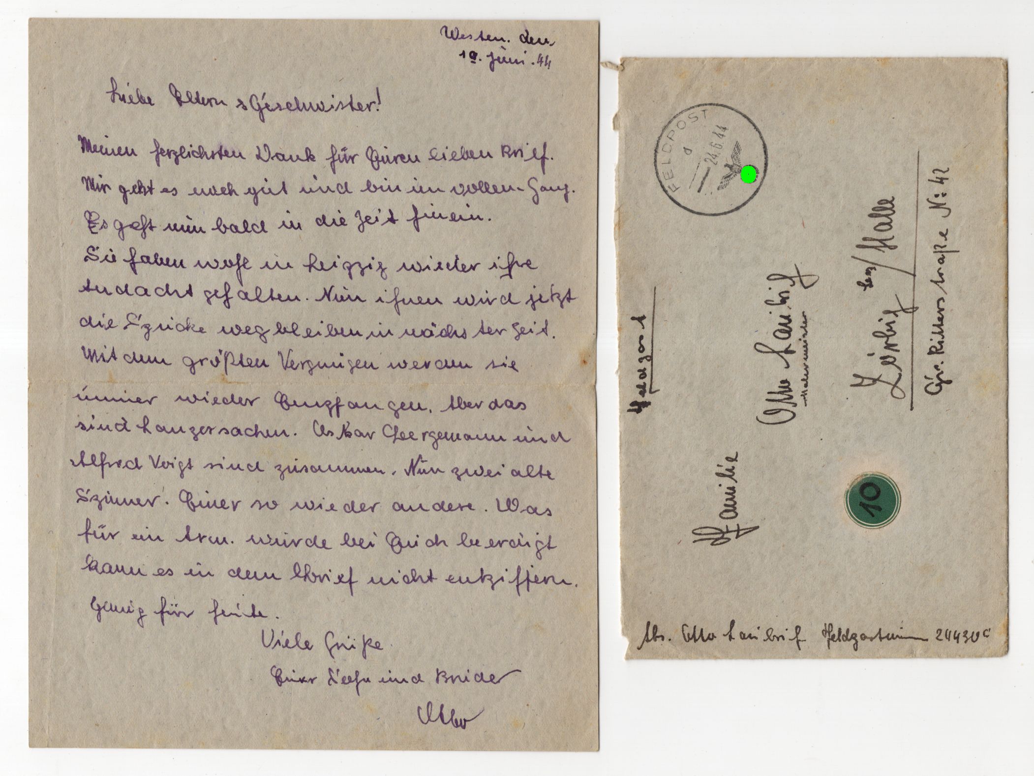 Feldpost Nachlass 2 Wk Infanterie Luftwaffe Atlantik Russland