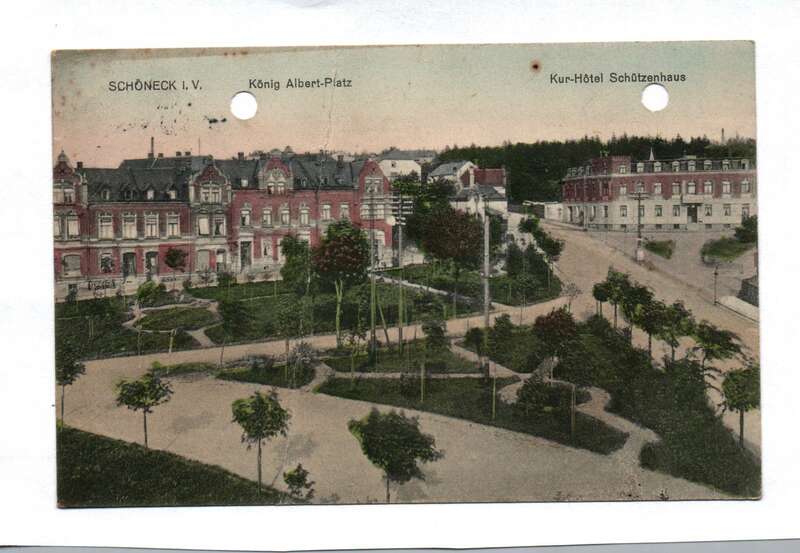 Ak Schöneck i. V. König Albert-Platz – Kur-Hotel Schützenhaus 1910