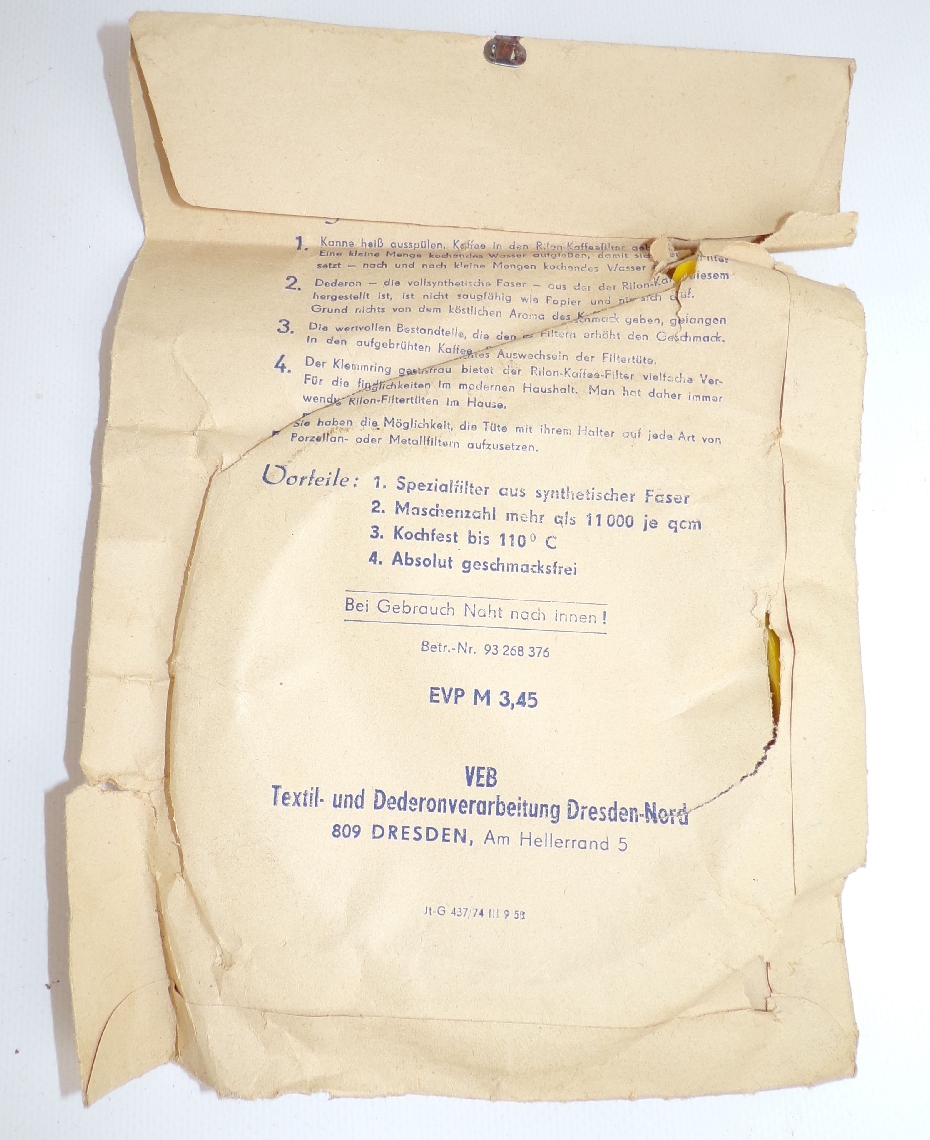 Sonja Kaffee Filterbeutel DDR Rilon Kaffeefilter NOS in Originalverpackung Sonja Kaffee Filterbeutel DDR Rilon Kaffeefilter NOS in Originalverpackung