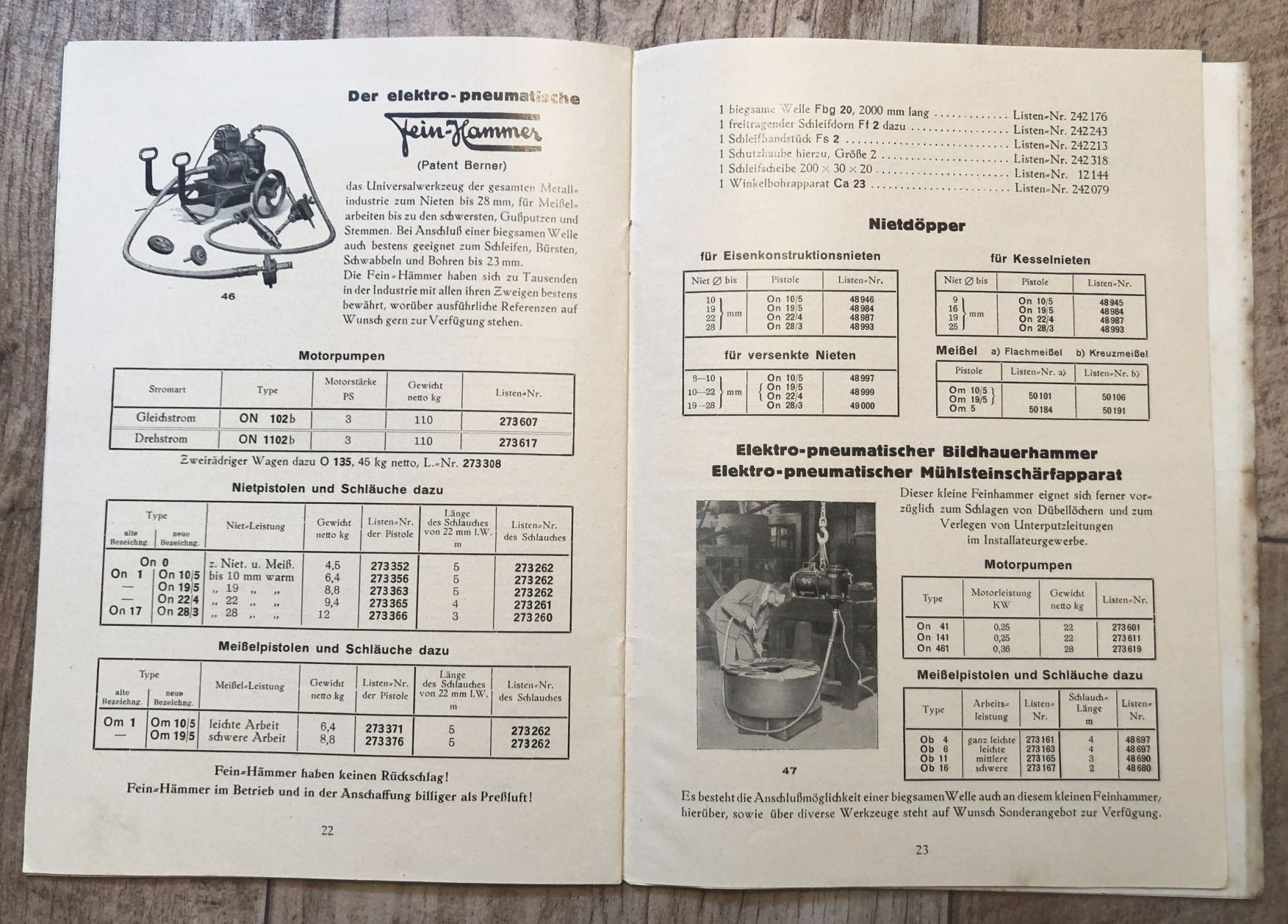 Altes Heft Feinfabrikate Elektro Werkzeuge Stuttgart Bohrmaschinen