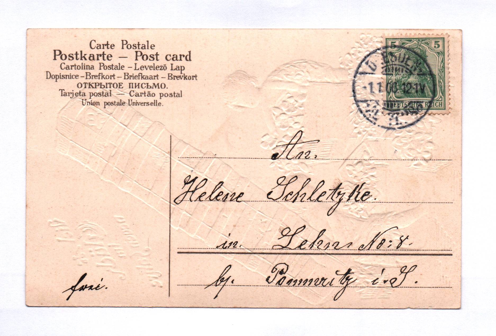 Litho Ak Viel Glück im neuen Jahr 1906 Kinder mit Blumen goldgeprägt