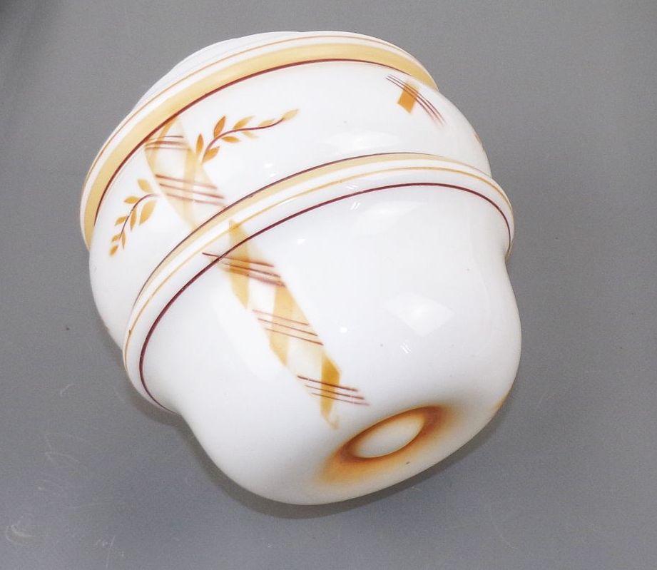 Alter Glas Lampenschirm Ersatzschirm Weiss Braun E27 Glasleuchte Spritzdekor