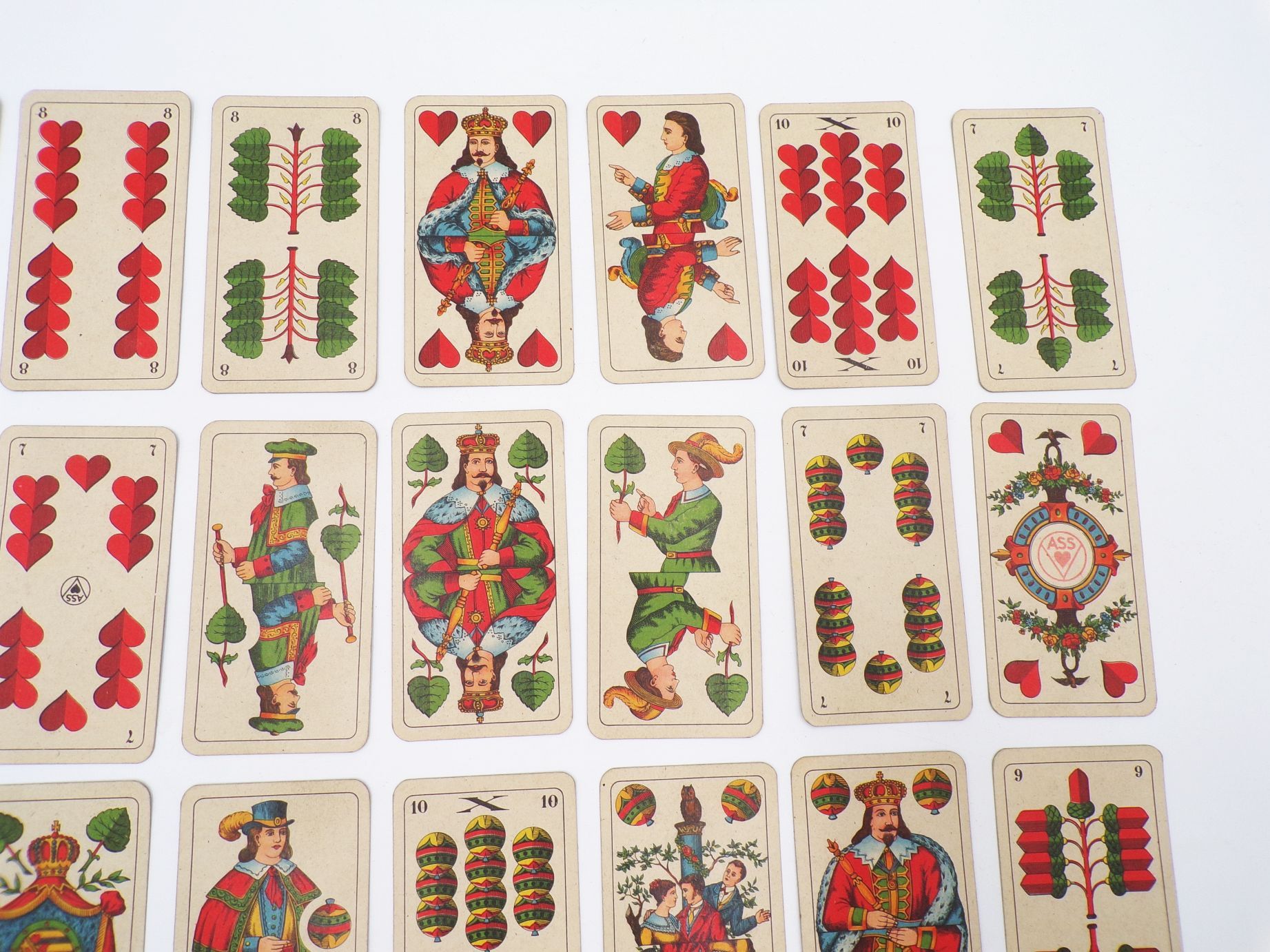 Sächsisches Doppelbild Skat Kartenspiel 32 Blatt Nummer 128 ASS