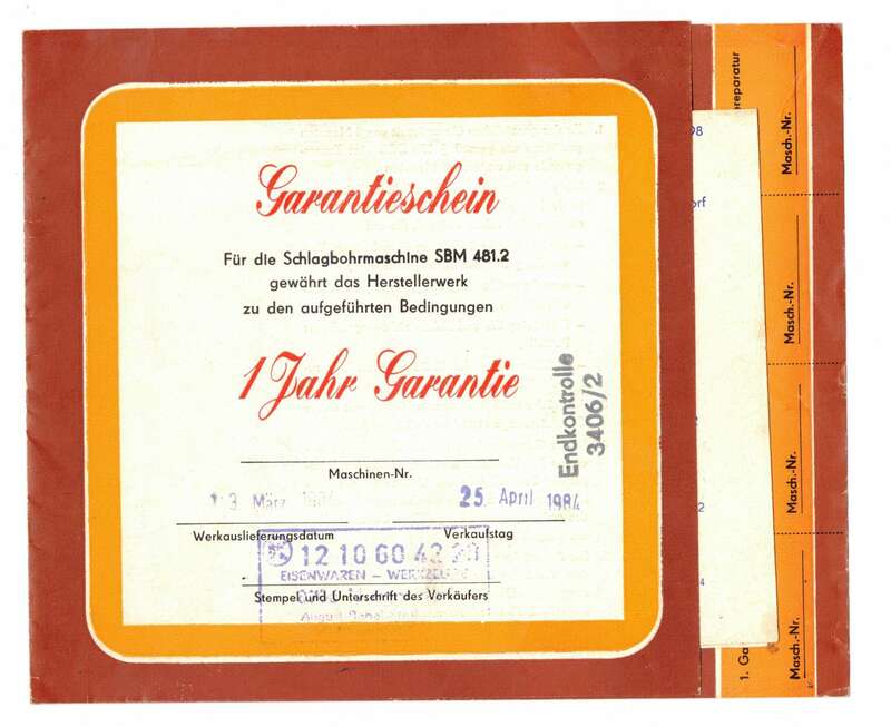 DDR Bedienungsanleitung WMW Smalcalda Schlagbohrmaschine SBM481.2 !