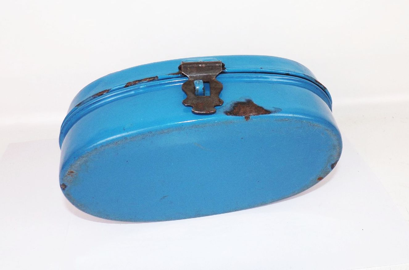 Alter Emaille Brotkasten Blau Single Brot Behälter seltene Größe Vintage