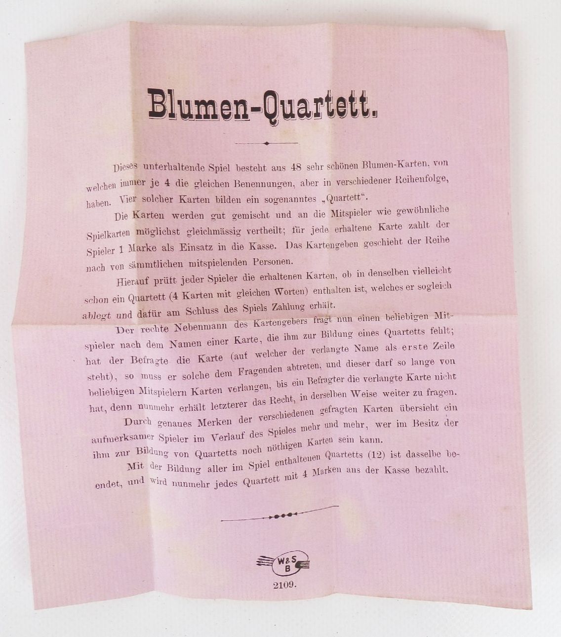 Blumen Quartett lithografiert um 1900 Kartenspiel Blumen Quartett lithografiert um 1900 Kartenspiel