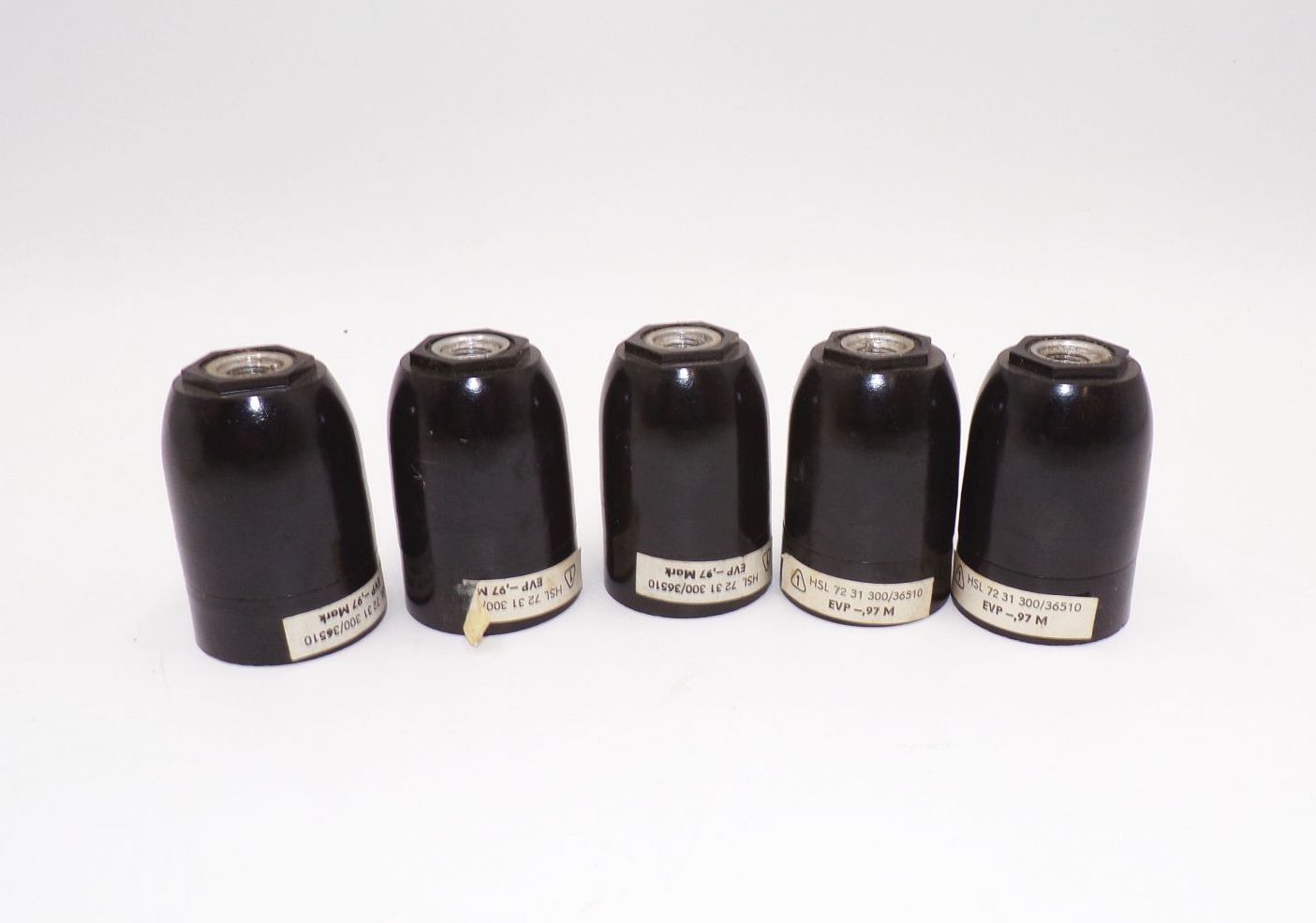 Lampenfassung E27 Bakelit 5 Stück DDR NOS Lampensockel 