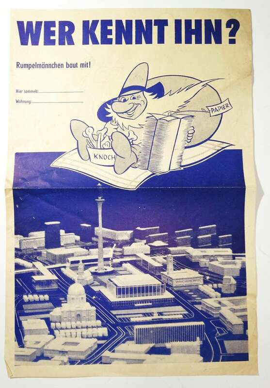 DDR Plakat Rumpelmännchen Knochen Altpapier Frösi Beilage 1960er 