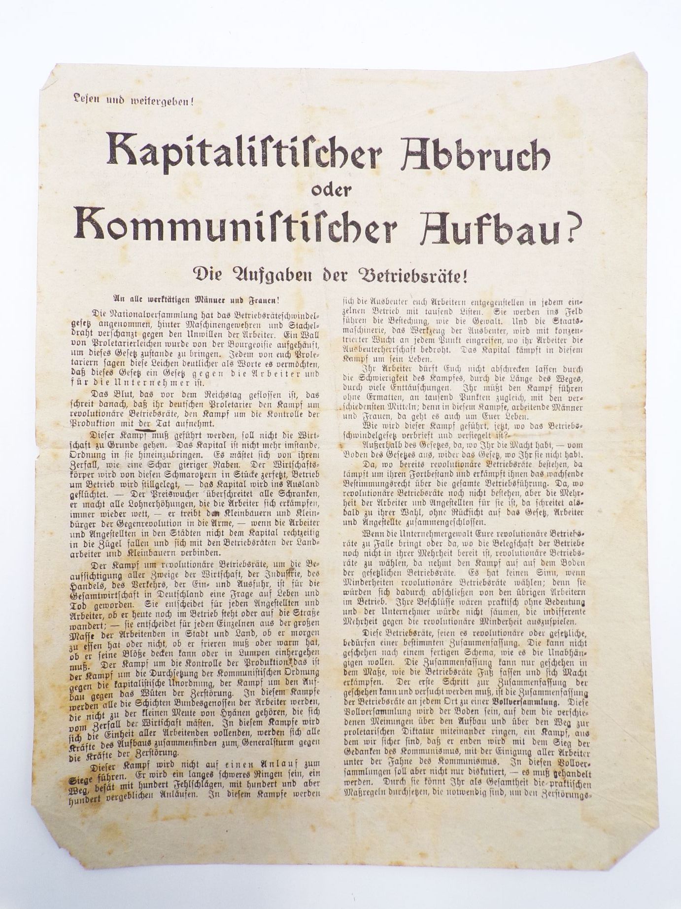 Original Flugblätter KPD SPD Kommunisten 1919 Räterepublik Nürnberg 