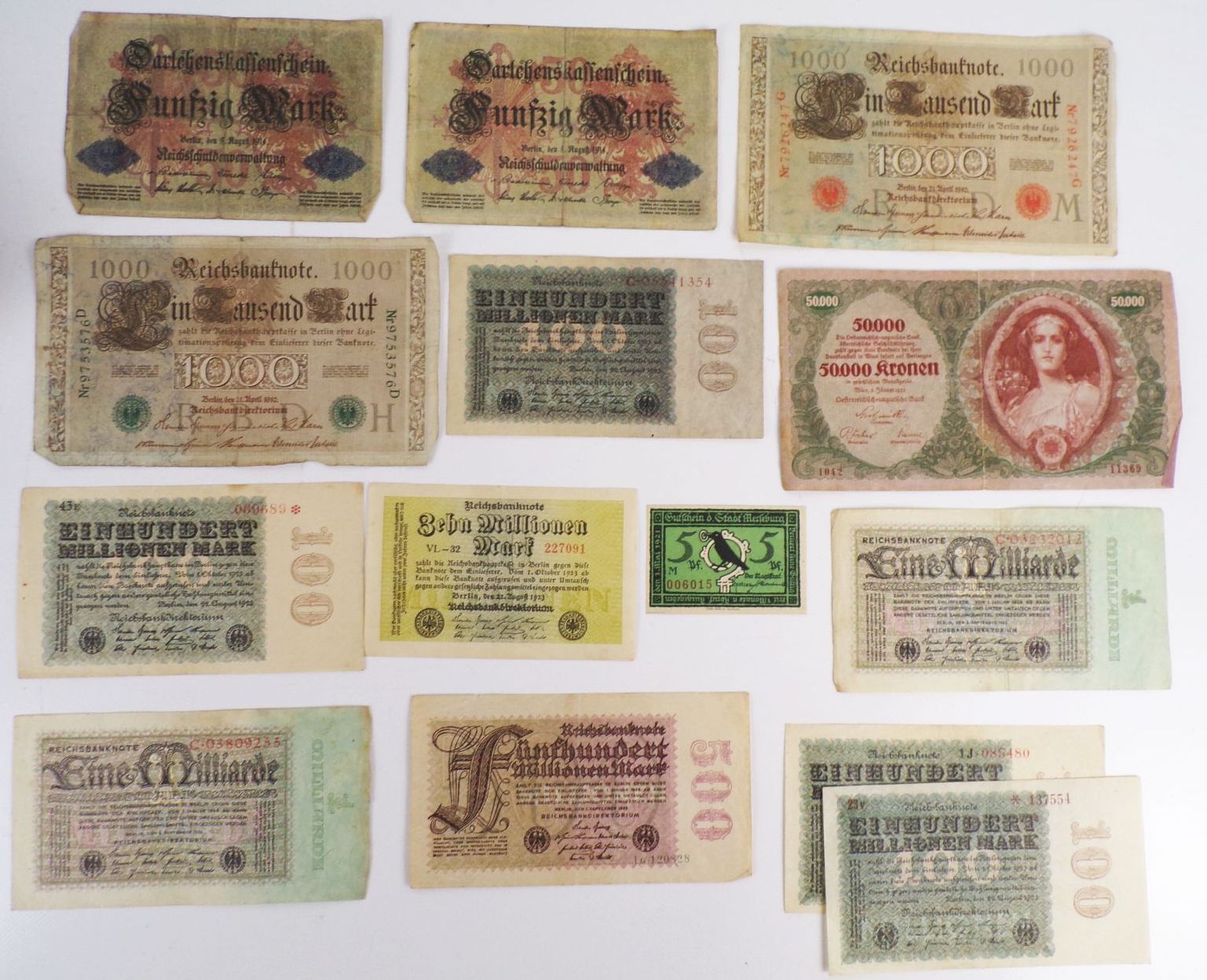 Konvolut alter Geldscheine Mark Kronen Infla Konvolut alter Geldscheine Mark Kronen Infla