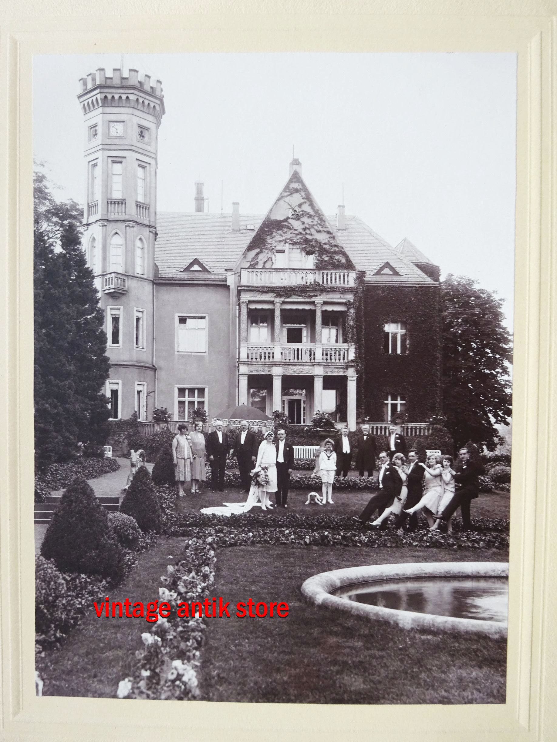 2 x Foto Villa Radebeul Hochzeitsgesellschaft um 1910 Buttchereit Fotografie 