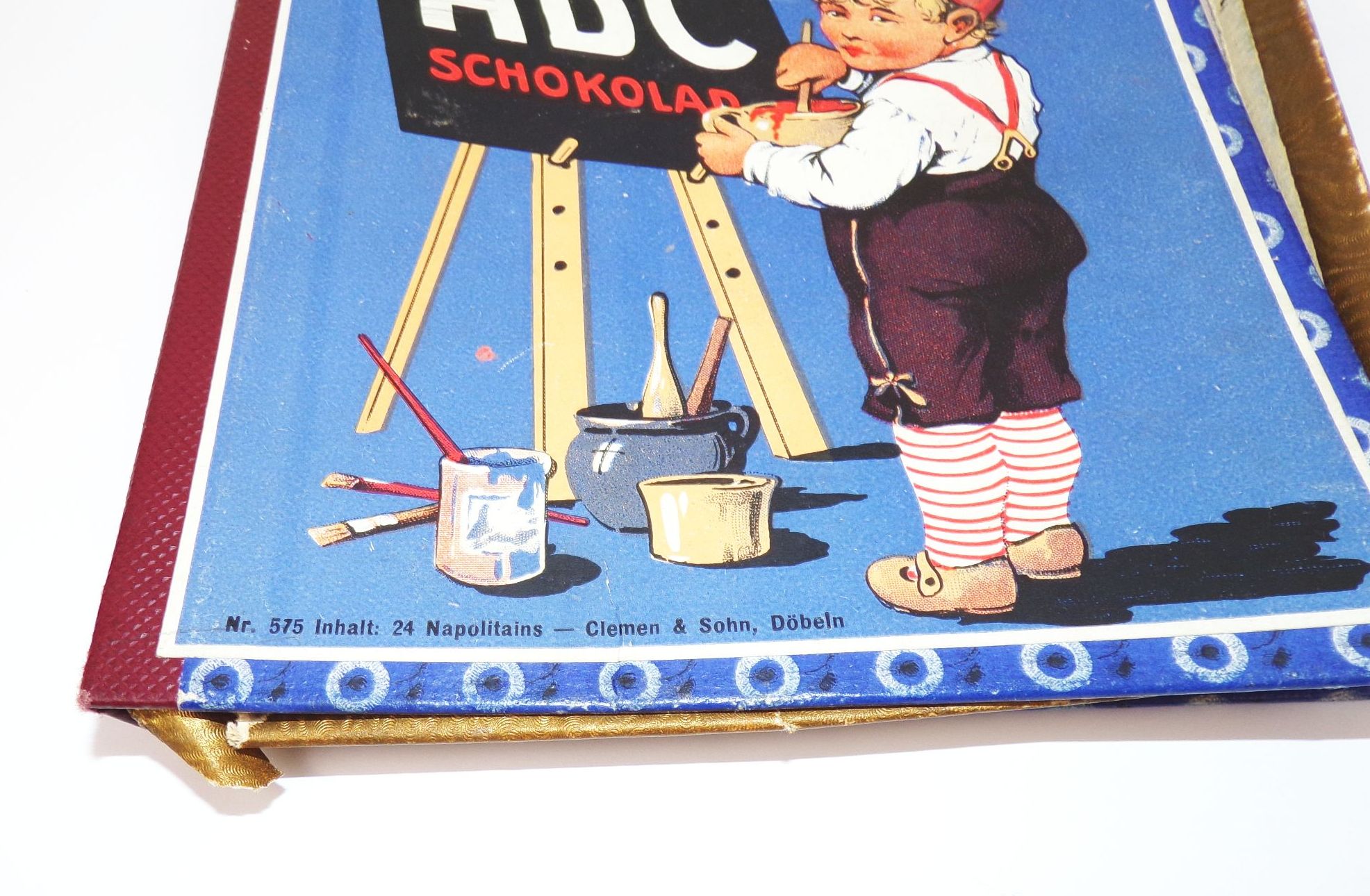 Alte Schokoladen Schachtel Clemen ABC Schokolade Döbeln um 1930 Reklame